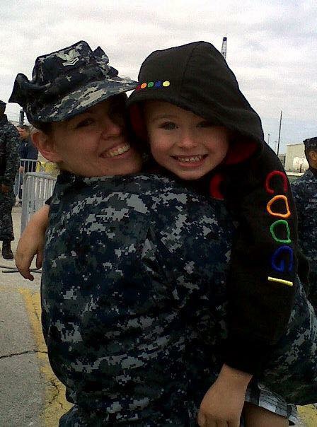 Rodriguez with her nephew during her  2011 deployment aboard the USS George H.W. Bush (CVN 77).